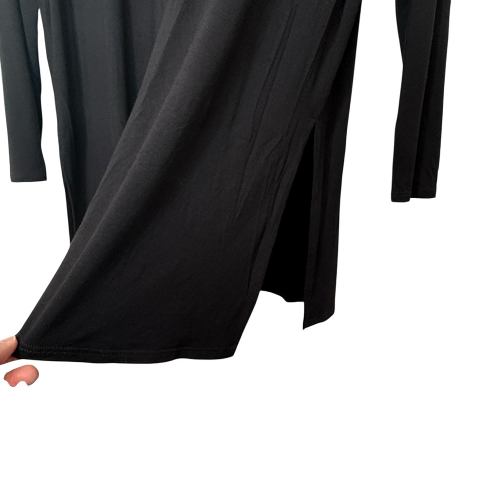 Eileen Fisher Long Sleeve Jersey Tunic Top Black XL Lightweight Lagenlook Comfy - Picture 6 of 9